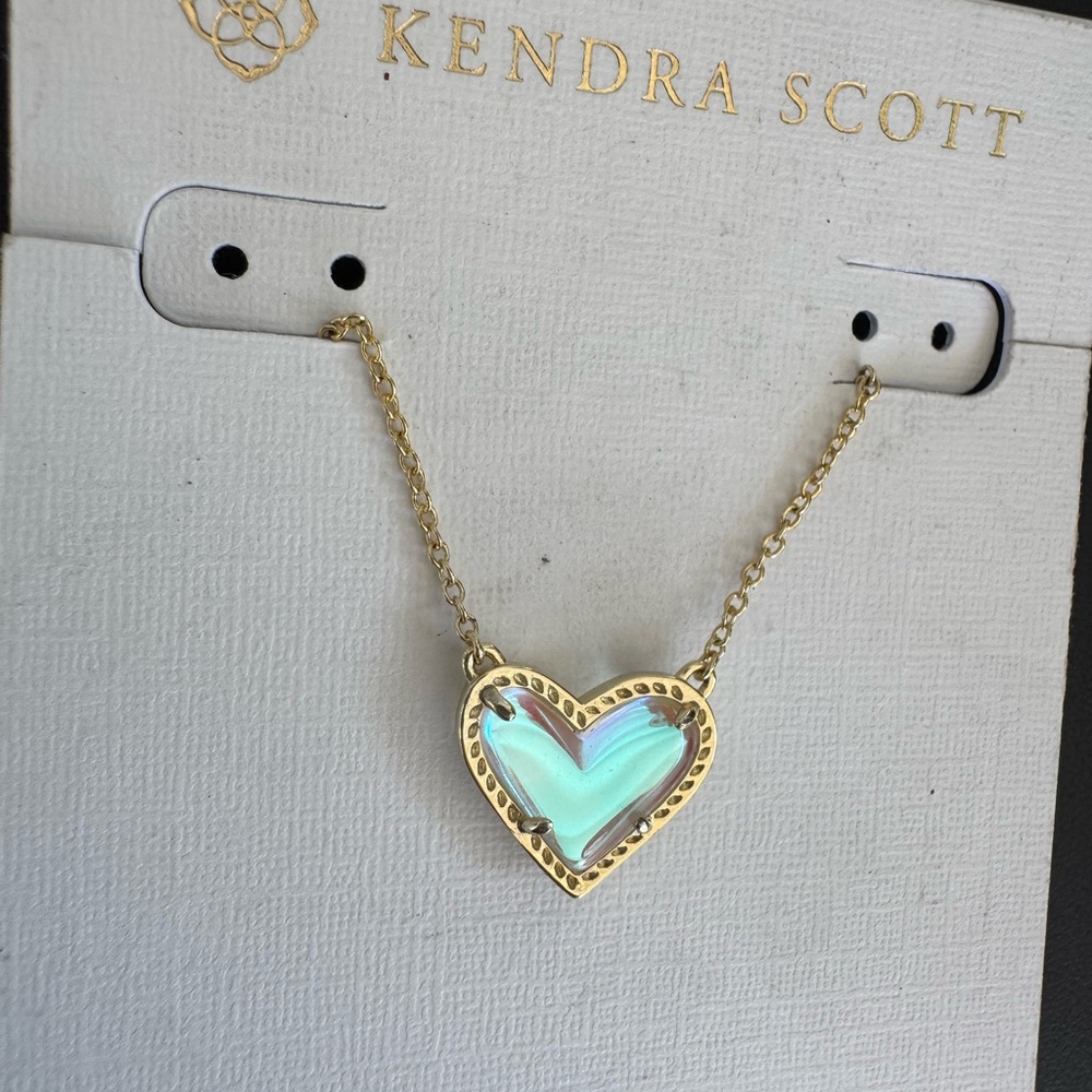 Kendra Scott Ari Heart Necklace Gold & Dichroic Glass